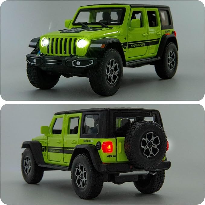 WAKAKAC Compatible for Toy Car 1/32 Die-cast Pull Back Model Car with Sound and Light, Toy Vehicle Cars for Kids Boys Girls Toddler Christmas Birthday Gift Green