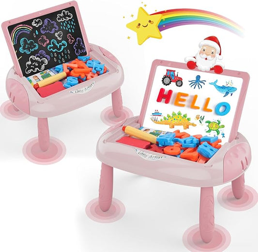 Cokzer Toys for 1-2 Year Old Girls, Toddler Girl Toy with Magnetic Letters and Numbers, Learning and Educational Toys for 1 2 Year Old, Girls Birthday (Pink Red)