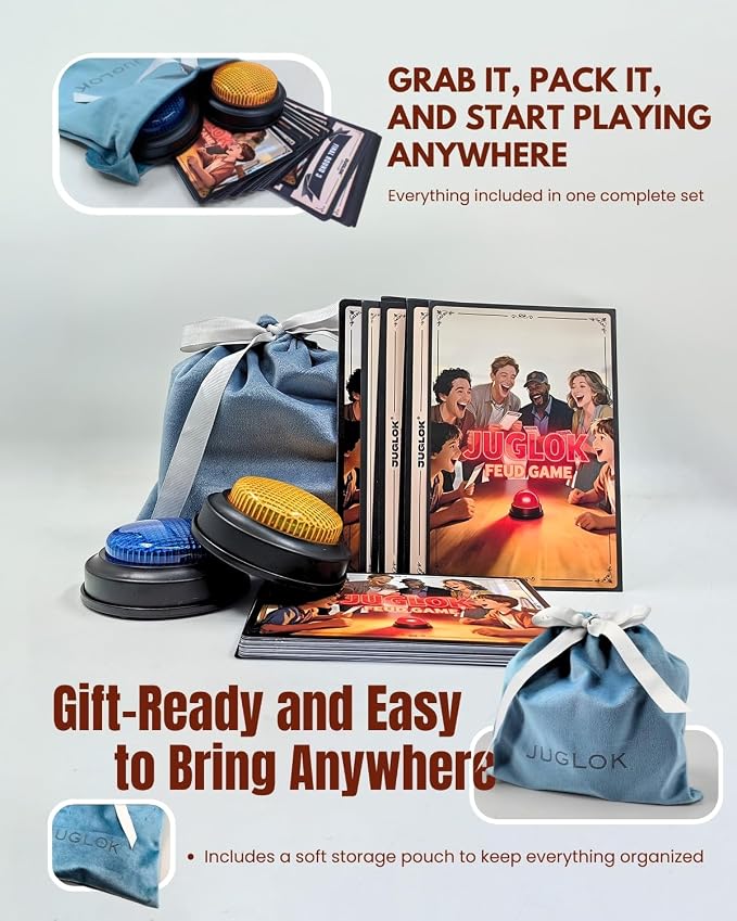 Family Feud Style Buzzer Game for Family Reunion and Game Night, Survey Question Cards, Final Round Comeback, Fun for All Ages, Prevent Awkward Silence at Parties (Reunion Special Edition)