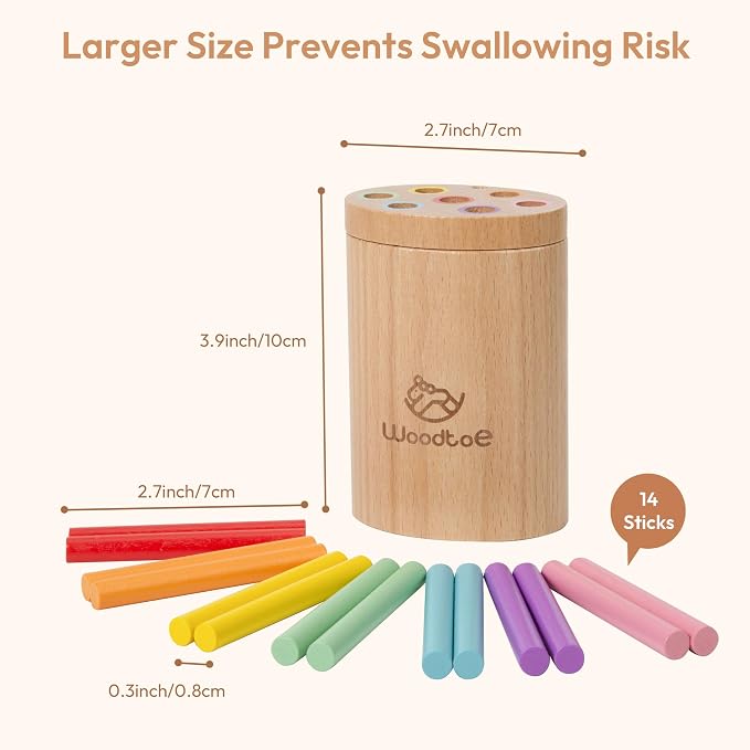 Woodtoe Montessori Sticks Toys for 1-3 Year Old, 18 Month Old Toys, 7 Colors Sorting Learning Toys for Toddlers, Wooden Sensory Toys, Fine Motor Skills, 1 2 3 Year Old Birthday Gift Toy for Boy Girl