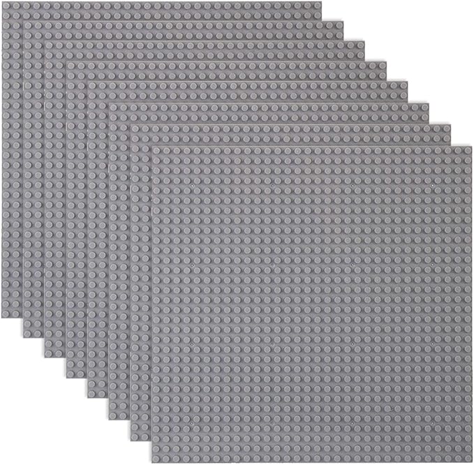 LVHERO Classic Baseplates Building Plates for Building Bricks 100% Compatible with All Major Brands-Baseplate, 10in x 10in, Pack of 8 (Gray)