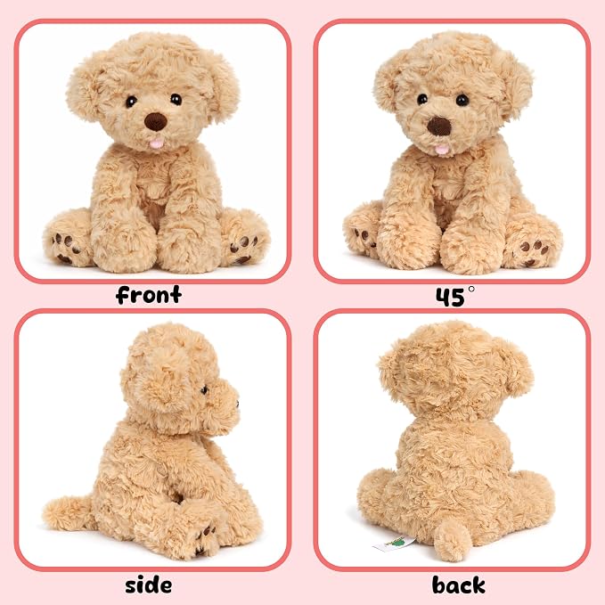 Hopearl Adorable Puppy Plush Toy Floppy Ultra Soft Dog Cute Stuffed Animal Golden Retriever Holiday Birthday Gift for for Boys Girls Kids Toddlers, Brown, 9''