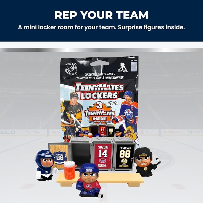 TeenyMates NHL Hockey Action Figures Locker Room Set with 3 Surprise 2026 TeenyMates Players