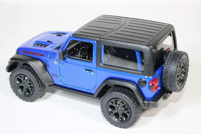 KiNSMART - Jeep Wrangler Rubicon Off Road 4x4 5 inch 1:34 Scale Die Cast Model Replica Toy Car (Blue Hardtop)