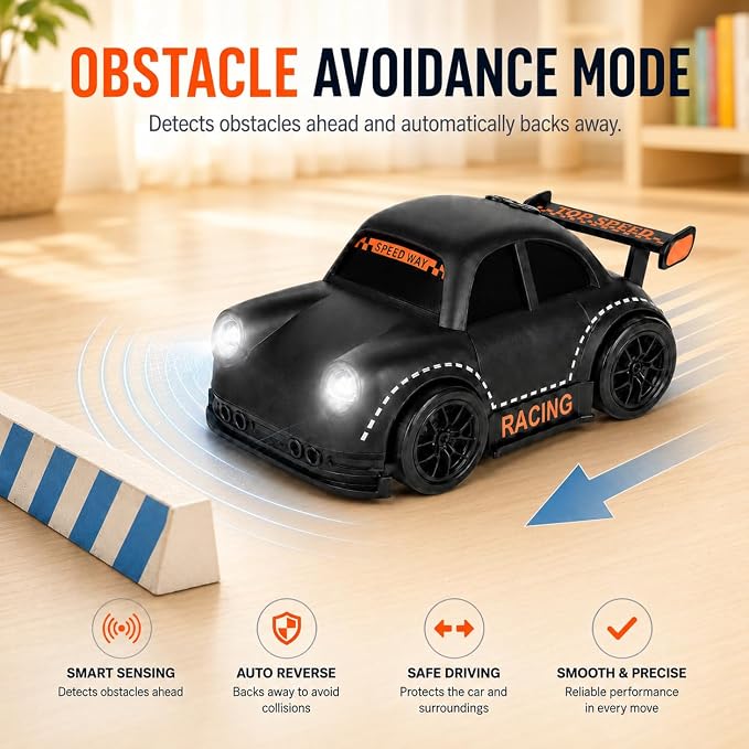 BYTEWAR 3-in-1 Smart RC Car with Follow & Escape Modes, 360° Stunt Drift, Car Simulated Sounds and Headlights, Kids Toys for Age 3+