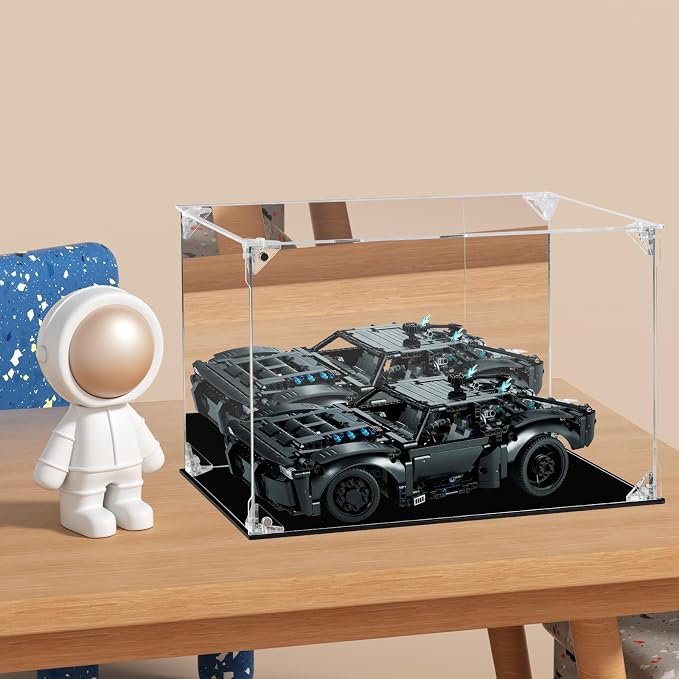 Acrylic Display Case for Collectibles Assemble Clear Football Display Case Box, Alternative Glass Case for Action Figures Lego Model Doll Toys Display (12x8x8 inch; 30x20x20 cm)