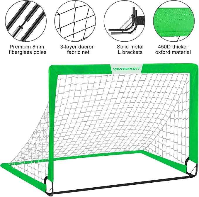 Kids Soccer Goals for Backyard Set - 2 of 4' x 3' Portable Soccer Goal Training Equipment, Pop Up Toddler Soccer Net with Soccer Ball, Soccer Set for Kids and Youth Outdoor Games, Sports, Play
