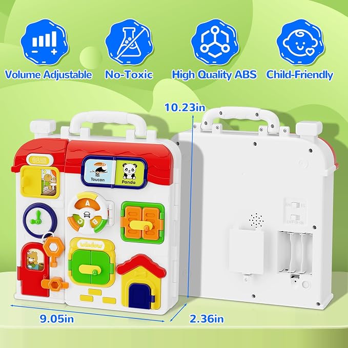 MFEESYOB Montessori Toys for 1 Year Old Boy Girl, Musical Montessori Busy Board for 12-18 Month Age, Educational Montessori Toy for Toddlers 1-3, Birthday Gift for 1+ Year Old Boy Girl