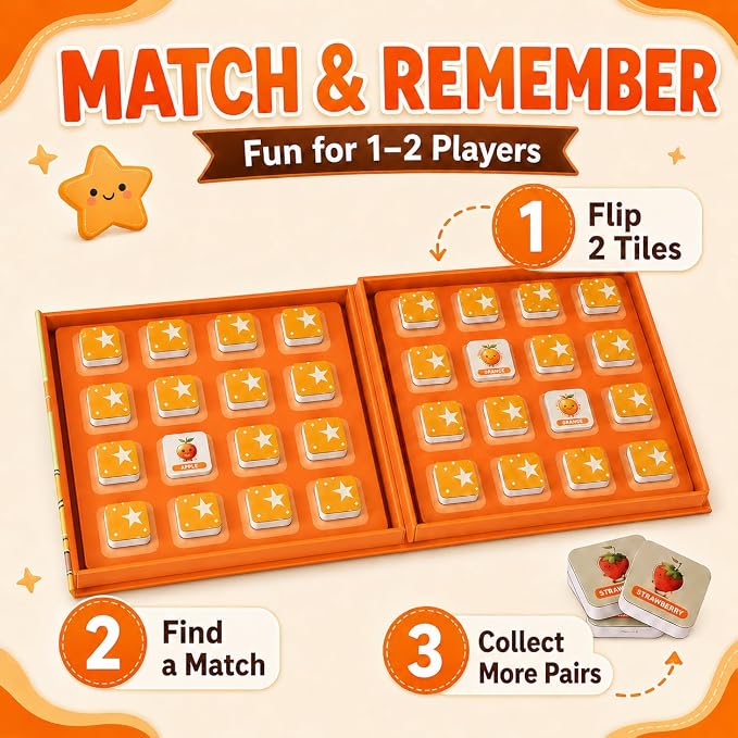 Travofun Magnetic Memory Matching Game for Kids Ages 3-8, Travel Toys for Toddlers 3-5, Magnetic Travel Games, Road Trip and Airplane Activities for Kids