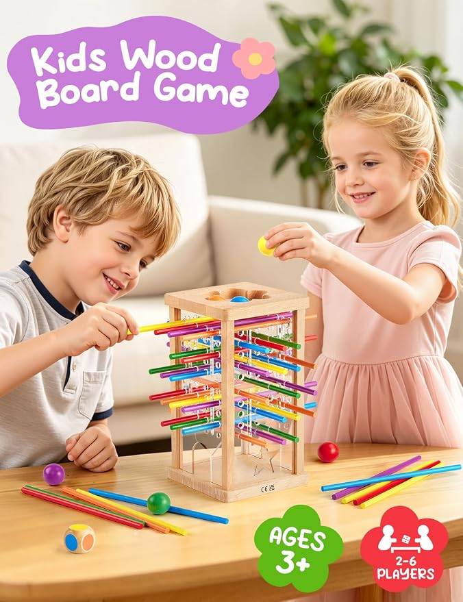 Montessori Wooden Board Game for Kids 4-6，Math Educational, Fine Motor Skills Toy for 3+ Year Olds Girls Boys, Classic Table Game for Family Night Gift for Boys and Girls