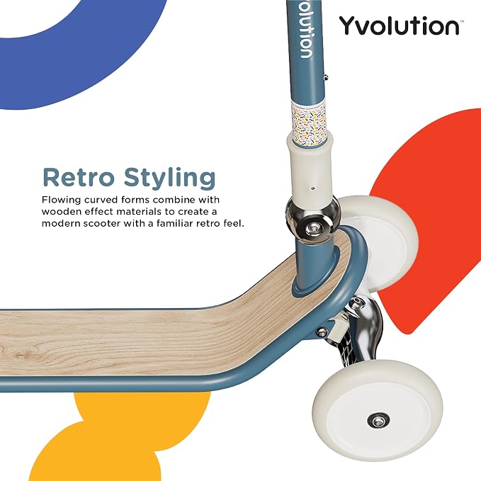 Yvolution Y Glider Classic 3-Wheel Kick Scooter for Kids – Lean-to-Steer, Adjustable Handlebar, Foldable Design – Ages 3-8, Max Weight 110lbs