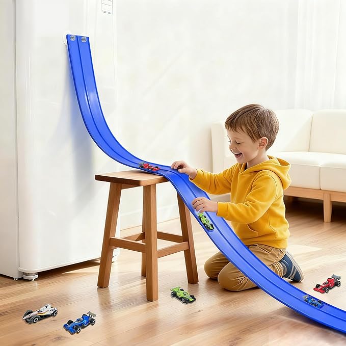 15 Ft Flexible Race Track Set with 6 Toy Cars for Kids