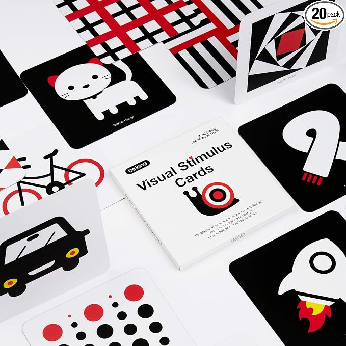 beiens High Contrast Baby Flashcards, Black White Color Newborn Brain Development Toys, Visual Stimulation Learning Activity Cards, Educational Infants Gift (Black White Color(for 3-6 Months))