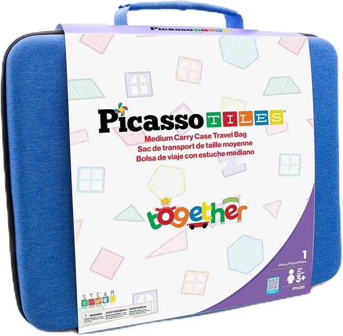 PicassoTiles Toy Carry Case Storage Box Organizer Portable Travel Bag in Water Resistant Oxford Cloth for Kids Magnetic Tiles STEM Construction Block Sets Accessories Character Action Figures PTA101