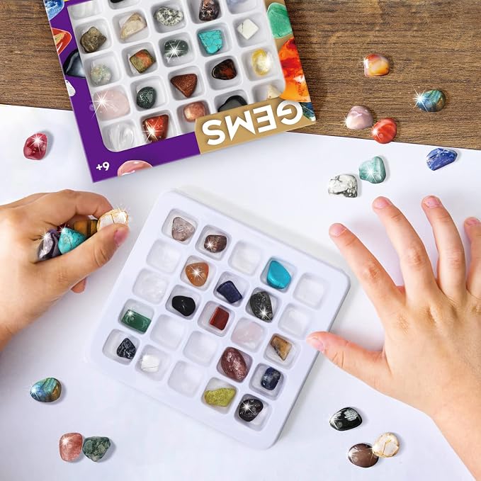 Gamerside Rock Collection for Kids - 25 Unique Gemstones & Crystals - Educational Geology Science Kit, Perfect STEM Toy Gift for Boys & Girls Ages 6-12