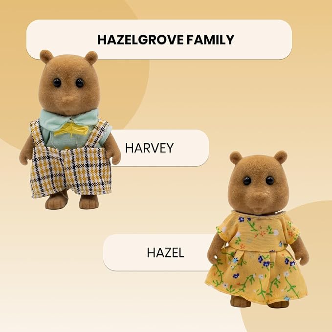 Family Brown Squirrel Figures — Set of 2 Collectible Flocked Mini Dolls with Removable Clothes, Dollhouse Pretend Play Set for Kids Ages 3+