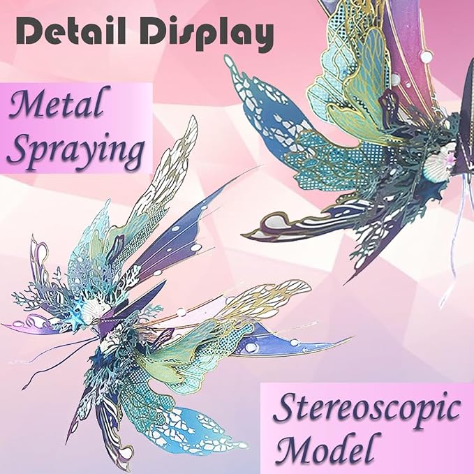 3D Metal Puzzles for Adults,Butterfly Model Building Kits,Cute Insect Design,Brain Teaser Puzzle,DIY Mechanical Assembly Kit Creative Ornament Suitable for Home Decor Art Craft (Blue)