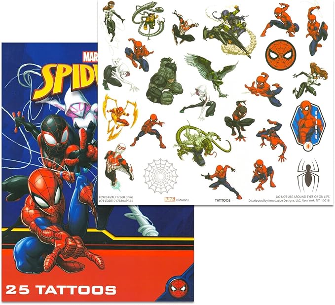 Marvel Spiderman Ultimate Coloring Book Set - 3 Spiderman Activity Books with Spider-Man Tattoos and Stickers