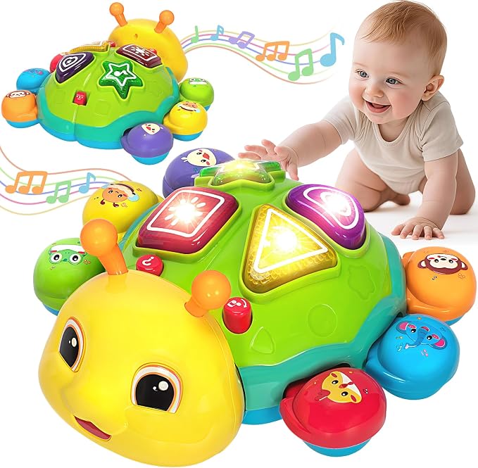 Baby Crawling Toys for 6-12 Months, Musical Toys for Infants 7 8 9 10 11 Months, Early Learning Educational Toy with Light Sound, Tummy Time Development Toys, Christmas Birthday Gifts for 1 Year Old