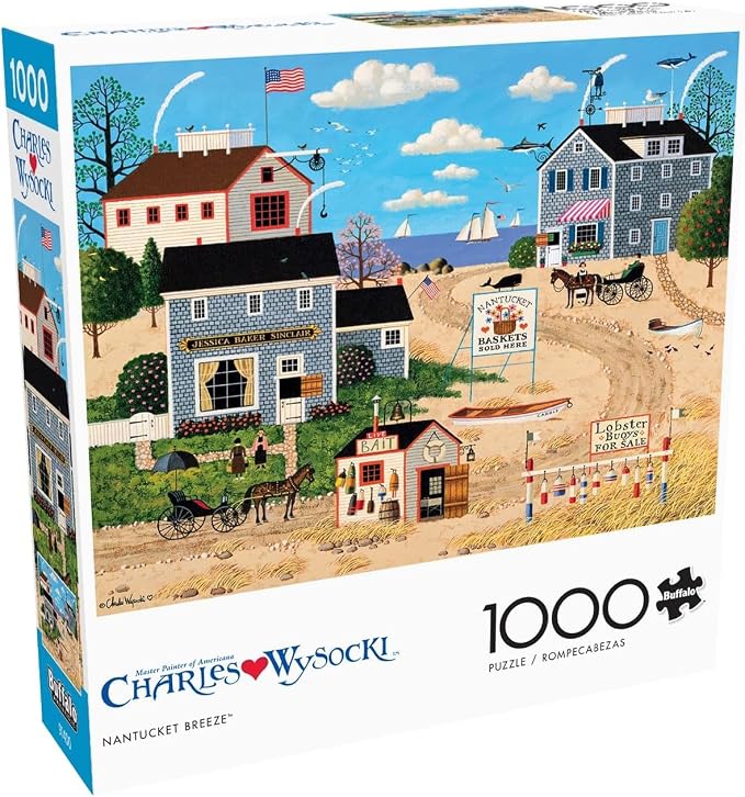 Buffalo Games Charles Wysocki - Nantucket Breeze - 1000 Piece Jigsaw Puzzle - 26.75 x 19.75 in - Full Color Poster - 1000 Piece Puzzle for Adults - Nautical Scene
