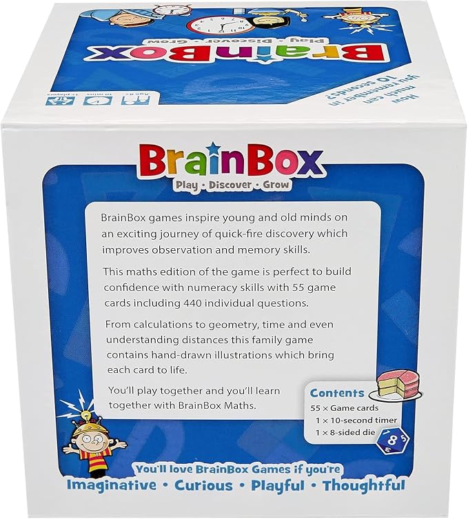 BrainBox Maths Card Game - Memory & Observation, Educational Numeracy Skills, Family-Friendly Trivia for Kids & Adults, Ages 8+, 1+ Players, 10 Minute Playtime, Made by Green Board Games