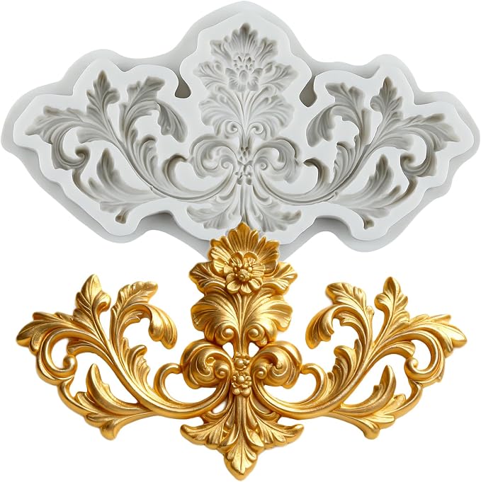 Baroque Polymer Clay Molds Baroque Scroll Relief Lace Silicone Mold for Epoxy Resin Casting DIY Crafts Air Dry Polymer Crafts Supplies Clay Tools