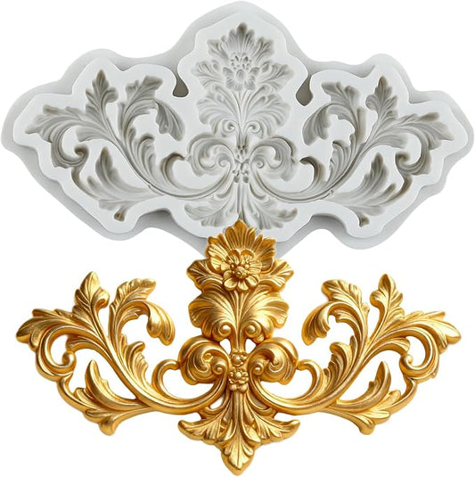 Baroque Polymer Clay Molds Baroque Scroll Relief Lace Silicone Mold for Epoxy Resin Casting DIY Crafts Air Dry Polymer Crafts Supplies Clay Tools