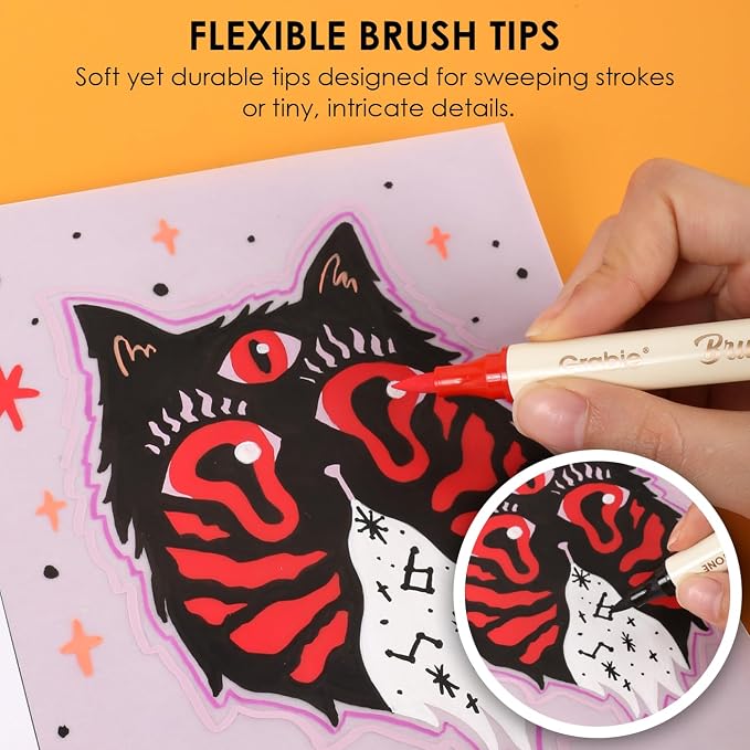 Grabie Trace and Color Drawing Kit, Beginner Friendly All-in-One Tracing Art Set with Acrylic Dual Tip Markers, 15 Pre-Printed Designs, Vellum Paper, Creative Hobby Kit, Artist Collaboration Yeti