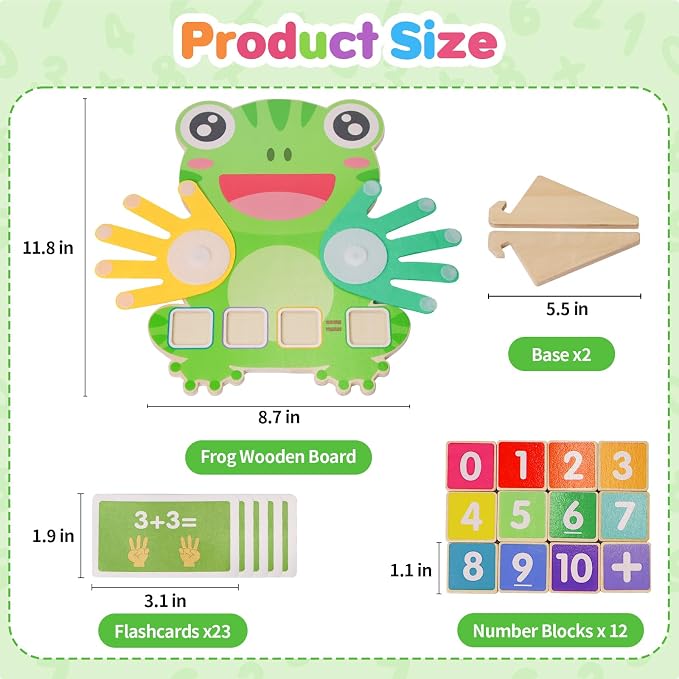ZJEFUNS Preschool Learning Toys for Toddlers 3 4 5 Years, Finger Counting Number Blocks for Kids, Educational Math manipulatives Toys, Preschool Wood Homeschool Educational Math Toy for Boys Girls.