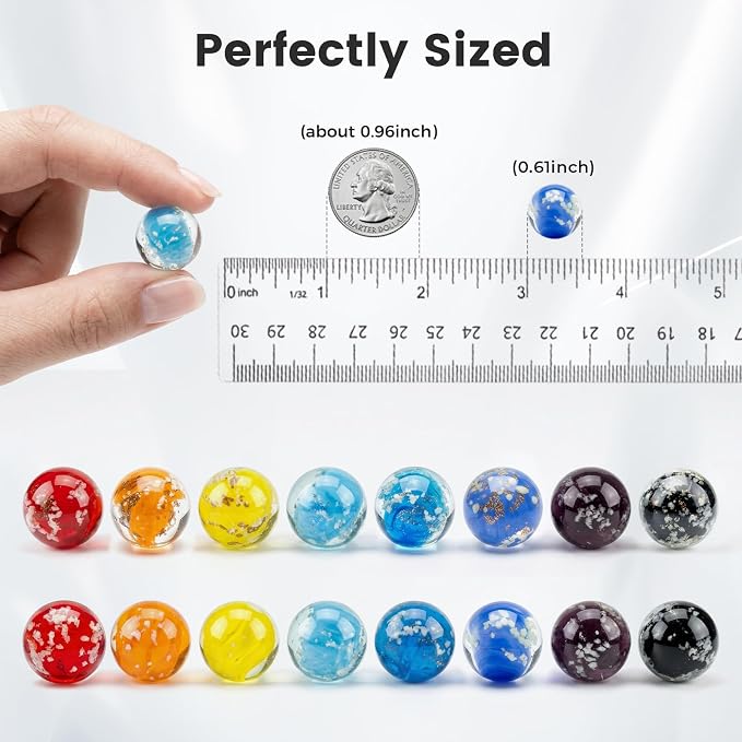 POPLAY 16PCS Glow in The Dark Marbles for Kids, Marble Assorted Colors for Run Game, Gifts for Kids Aged 3+ and Marble Lovers