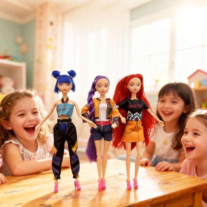 3Pcs Demon Hunters Toys Action Dolls Set, 11.5-inch Poseable Dolls with Movable Joints, Collectible Model Toys for Fans and Kids Game Gift