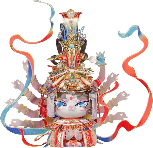 MU 3D Metal Puzzles Assembling Buddhist Kwan Yin Statue Kitty Cat Figures, Zen Gift Cultural Relic Replicas The Flying Apsaras Metal Model Kits Building, Hobby Collectables Presents Home Desk Decor