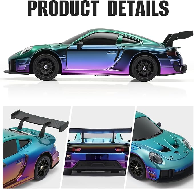 RC Drift Car, 1:24 4WD Remote Control Cars Vehicle with LED Light,2.4GHz 20KM/H High Speed RC Cars with Two Batteries & Drifting Tires Racing Sport Toy for Adults Boys Girls Kids Colorful