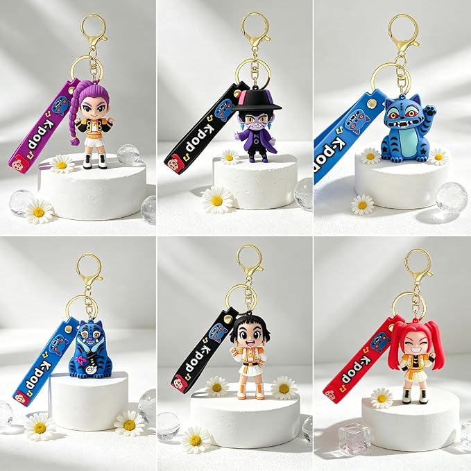 Kpop Keychain Set of 6, Cartoon Collectable Cute Mini Doll Figure Merch for Fans Bag Charm & Toys Gift (Kp6)