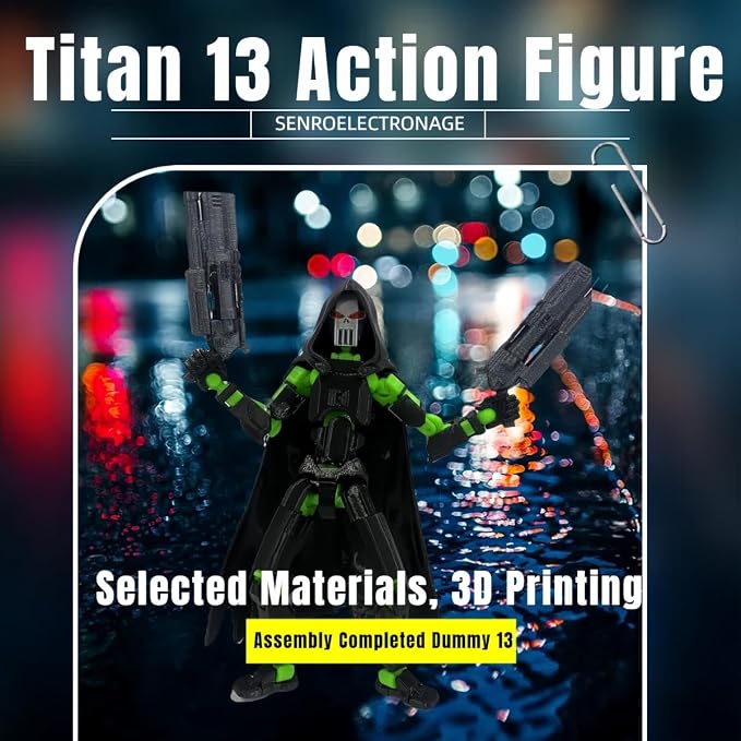 SENROELECTRONAGE T13 Action Figure Assembly Completed, New 2Pcs Dummy 13, Lucky T13 Action Figure, 3D Printed Multi-Jointed Movable, Black Green, Black Red Devil's Scythe Action Figures
