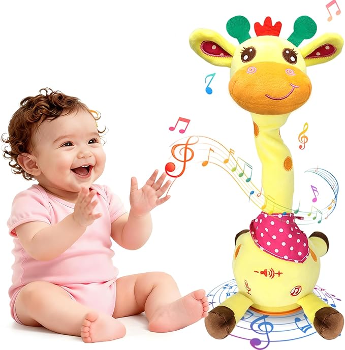 Hunfur Talking Dancing Giraffe Baby Toys, Singing Recording Repeats What You Say with Glowing Light, Funny Gift for Toddlers, Boys Girls Tummy Time Toys
