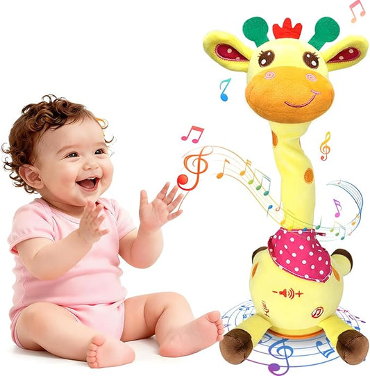 Hunfur Talking Dancing Giraffe Baby Toys, Singing Recording Repeats What You Say with Glowing Light, Funny Gift for Toddlers, Boys Girls Tummy Time Toys