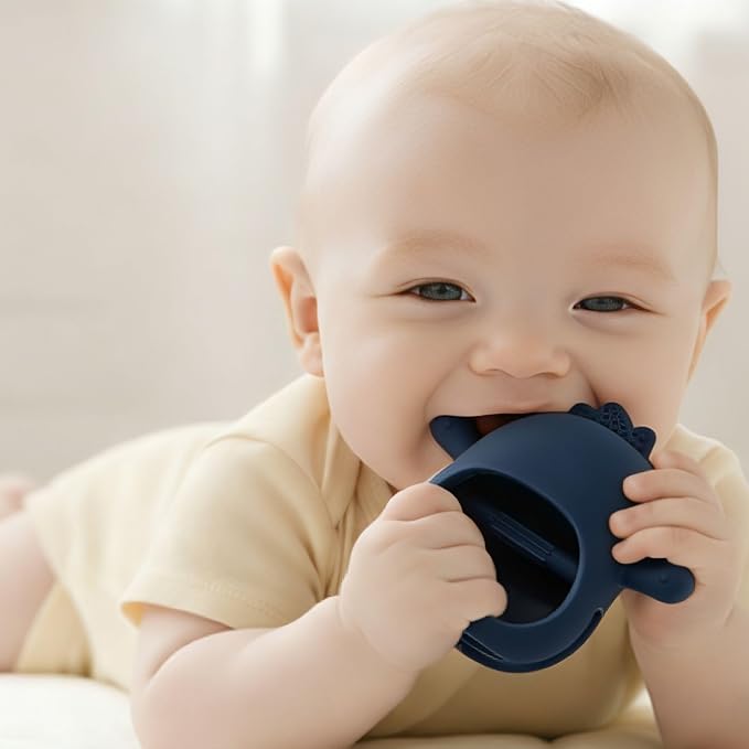 Baby Teething Toys for 3-6 Months Silicone Teething Mittens for Babies Food Grade Silicone Teether (Penguin Black wthite)