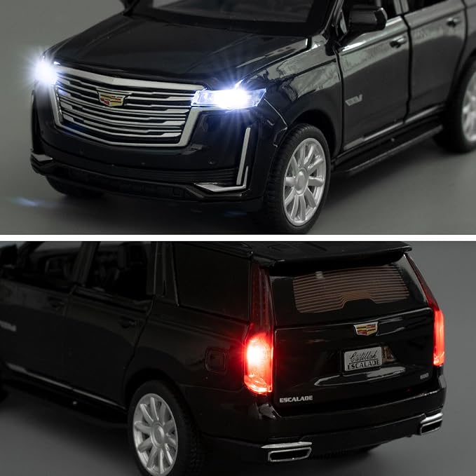 WAKAKAC Toy Cars Compatible for 1:32 Escalade SUV Model Cars, Pull Back Die-cast Vehicles, Collectible Cars with Sounds＆Lights for Kids Boys Girls and Adults, Gift Black