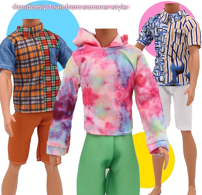 ZTWEDEN 12 Inch Boy Doll Clothes with Leather Jackets Suit Shirts Sweatshirts Shorts Pants T-Shirts for Girls and Boys Xmas Gift (Randomly 6 Sets, 12 Pieces )