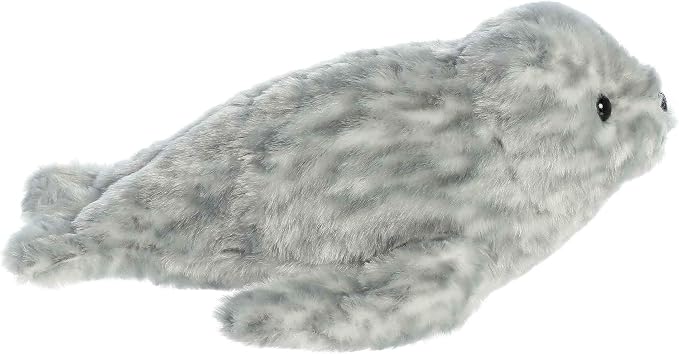 Aurora® Adorable Mini Flopsie™ Harbor Seal Stuffed Animal - Mini Companions Ready for Playful Adventures - for Kids All Ages, Toddlers, Adults, and Families - Gray 8 Inches
