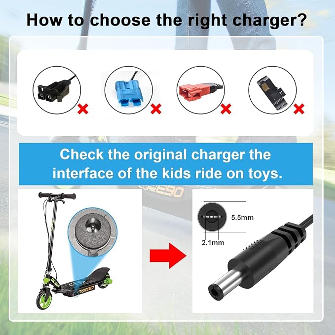 12V Battery Charger for Kids Ride On Toys, Compatible with Best Choice Products SUV Kid Trax Ferrari, Mercedes, Universal Power Adapter for Electric Ride-On Cars