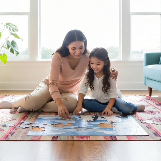 Arctic Animals Jumbo Floor Puzzle for Toddlers & Kids - Penguins, Polar Bear, Narwhal, Winter Ocean Scene - 48 Large Pieces, 3 x 2 Feet - Tot Dojo