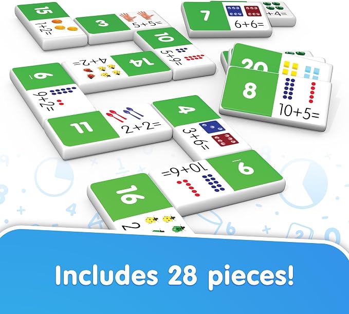 Junior Learning JL481 Addition Dominoes, Multi 7.8 H x 4.7 L x 1.5 W,White