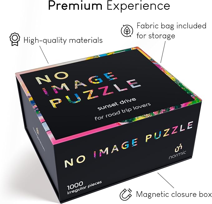 No Image Puzzle 1000 Irregular Pieces Extreme Difficult Jigsaw Challenge Adults Hardest Puzzle No Guide Ultimate Brain Teaser Intermediate Level Sunset Drive Mystery Unique Gift