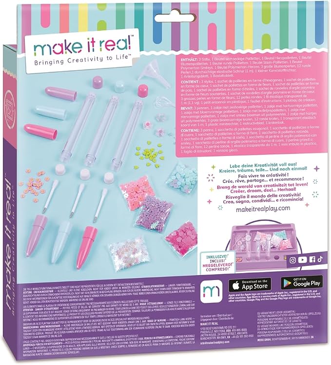 Make It Real DIY Floaty Pens Kit - Create 3 Sparkly, Customizable Pens with Glitter & Charms - Fun Craft for Tweens, Girls & Kids Ages 8+ -Mess-Free Creative Activity Great Gift for Artistic Kids