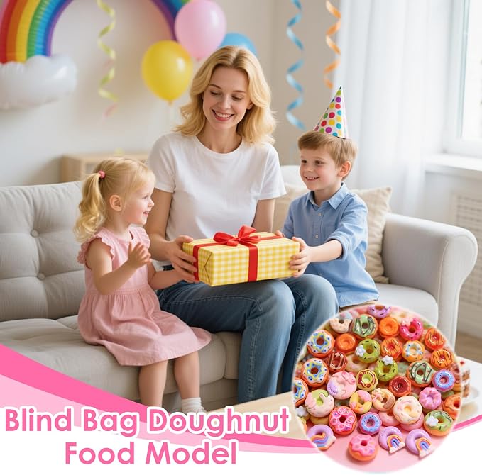 Mini Glow In The Dark Animal Resin Models, Resin Animals Mystery Bags, Individually Wrapped Blind Bags Tiny Animal Figurines, Collectible Mini Animals For Fairy Garden, DIY Crafts (100, Doughnut)