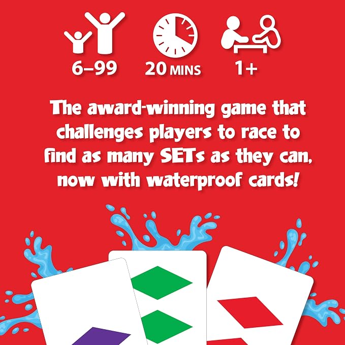 Set Card Games for Kids - Matching Game, Pool, Summer Toys, Pool, Travel Games, Memory, Learning Game, Multi-Player, Ages 6+