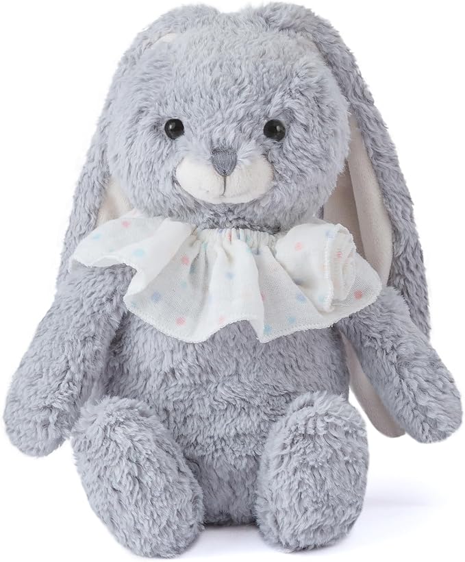 Bunny Stuffed Animal Soft Rabbit Cuddly Toy 8'' Long - Eared Plush Bunny with Ruffled Collar Plush Toys for Babies and Toddlers