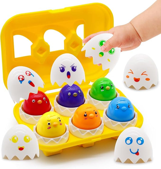 MOONTOY Easter Eggs Toy Toddler Learning Toys for 1 2 3 Year Old Girl Boy Birthday Gift Educational Montessori Matching Egg Shape Sorter Color Baby Toys 12-18 Months Easter Basket Stuffers